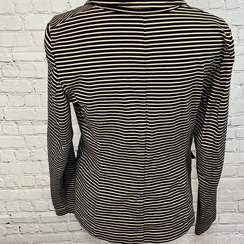 TALBOTS Women's Cotton Blend Striped Blazer Tan/Black-Medium - Picture 2 of 2
